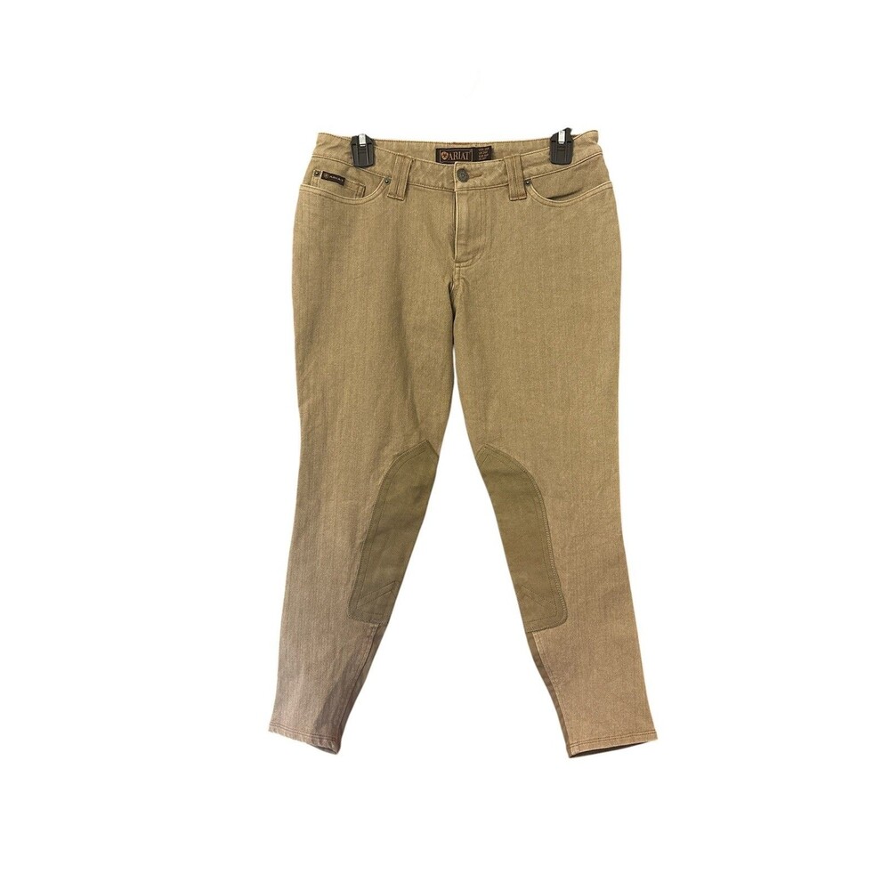 Equestrian Ariat Riding Pants Women’s 26R 26 Tan Stretch Knee Patch Breech Horse